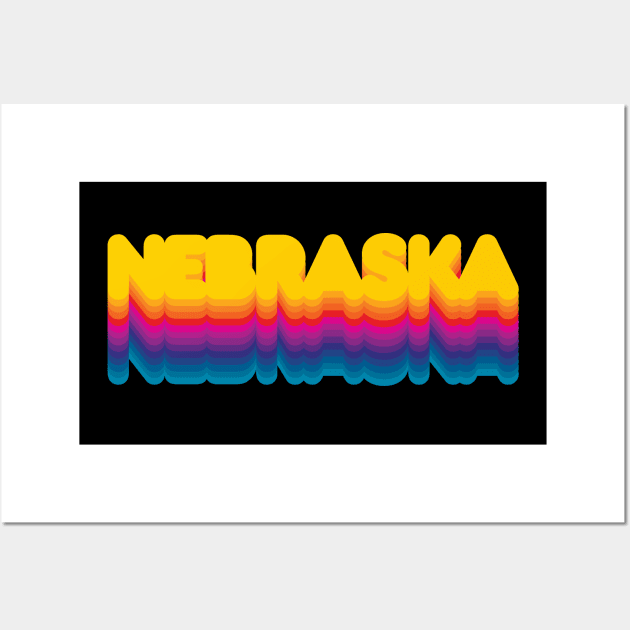 Nebraska 70's Rainbow Design Wall Art by MalmoDesigns